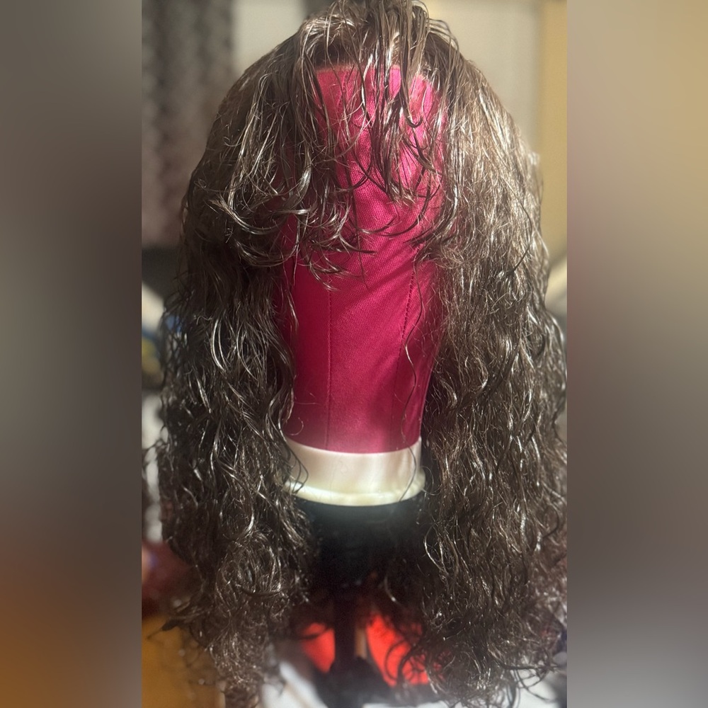 NEW 24” Luxurious Brown Curly Human Hair Lace Front.